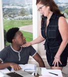 Over Sixty woman Maria Fawndeli seduces a younger black dude while tutoring him